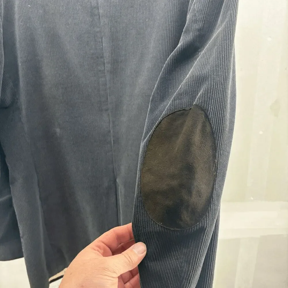 Vintage Woolrich Gray‎ Corduroy Men’s Blazer w/ Brown Elbow Patches 46L 60s 70s
